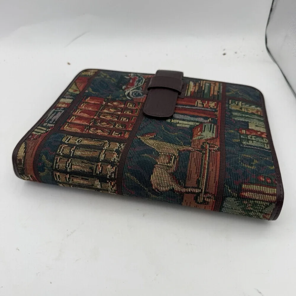 Vtg Daytimer woven jacquard tapestry design Planner 7 Ring Books Equestrian